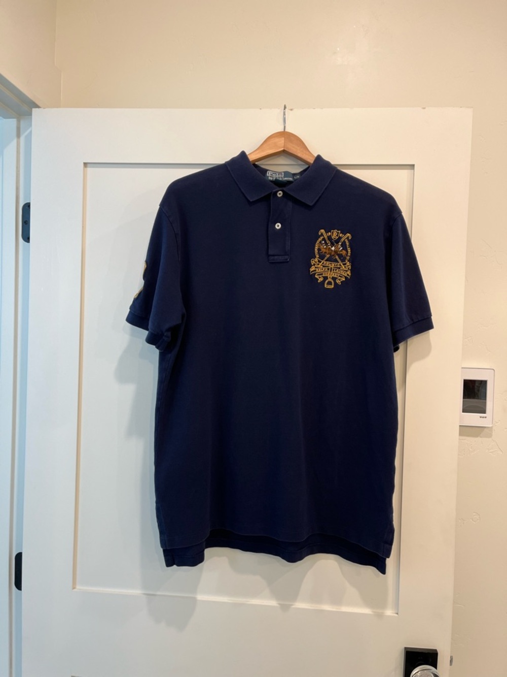 Ralph Lauren Navy Polo with Gold Embroidered Crest